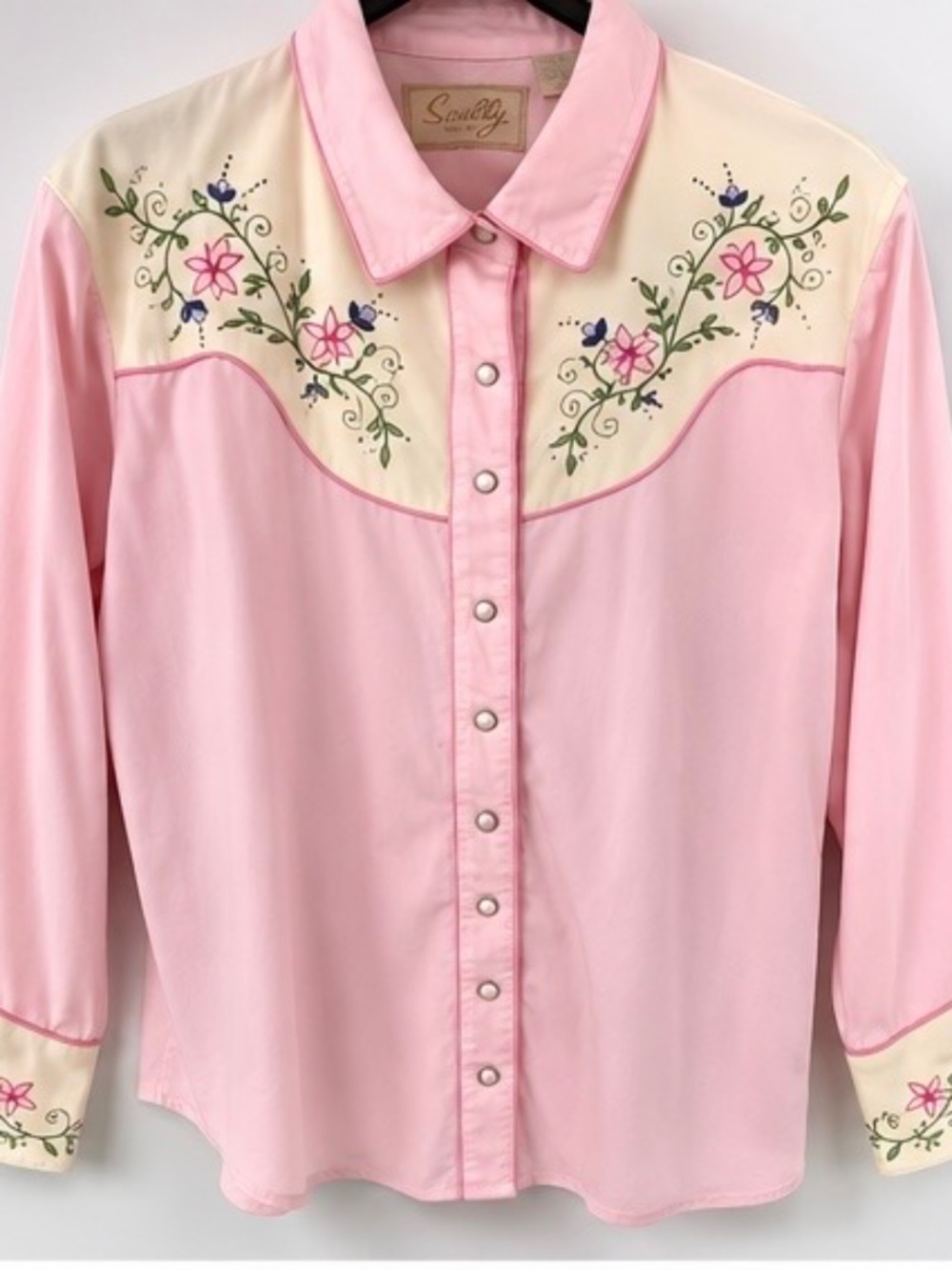 Scully Pink Embroidered Western Cowgirl Shirt Pink Ribbon